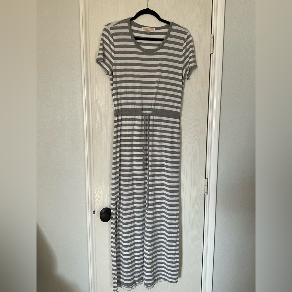 Michael Kors Gray Striped Maxi Dress